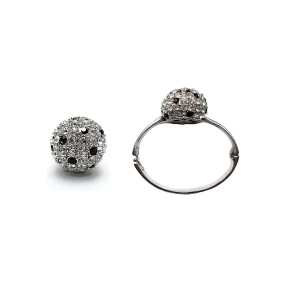 Signed KJL Rhinestone Ball Ring and Bracelet Set - image 1