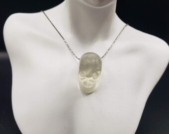 Vintage QUARTZ SKULL charm, hand-carved rock crystal quartz skull pendant / Articulated clear / rock crystal/ crystal quartz skull charm