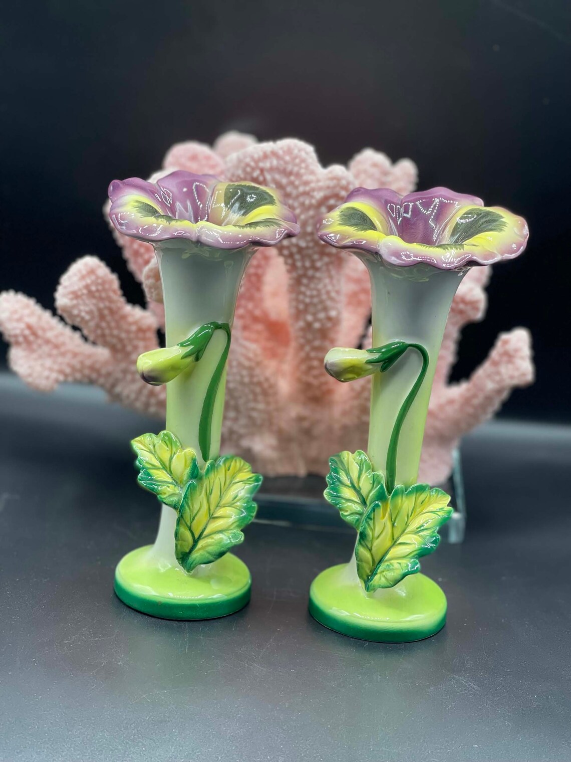 Art Deco Style CALLA LILY NORCREST Candle Stick Holders / Made in Japan