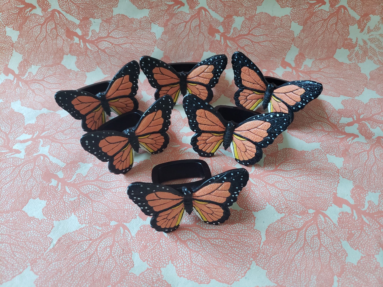 Set of 6 MONARCH BUTTERFLY NAPKIN Rings / Resin Set of 6 Etsy