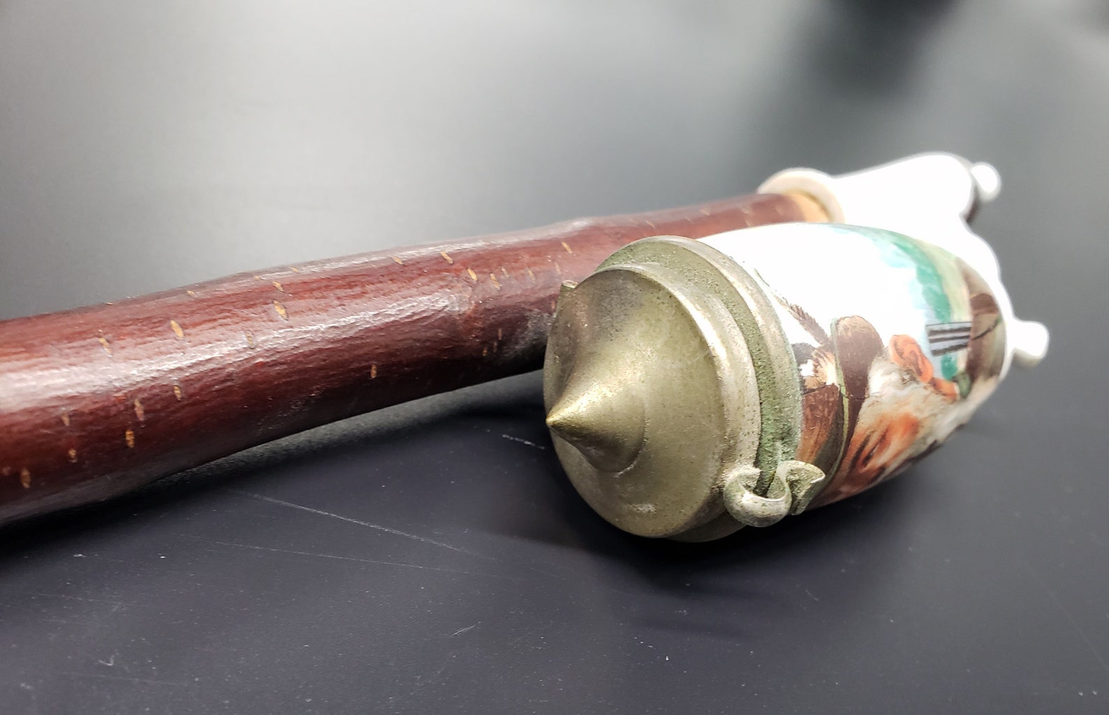 Antique GERMAN PORCELAIN PIPE / Imperial Germany Pipe With Porcelain Bowl / Pipe With Hand