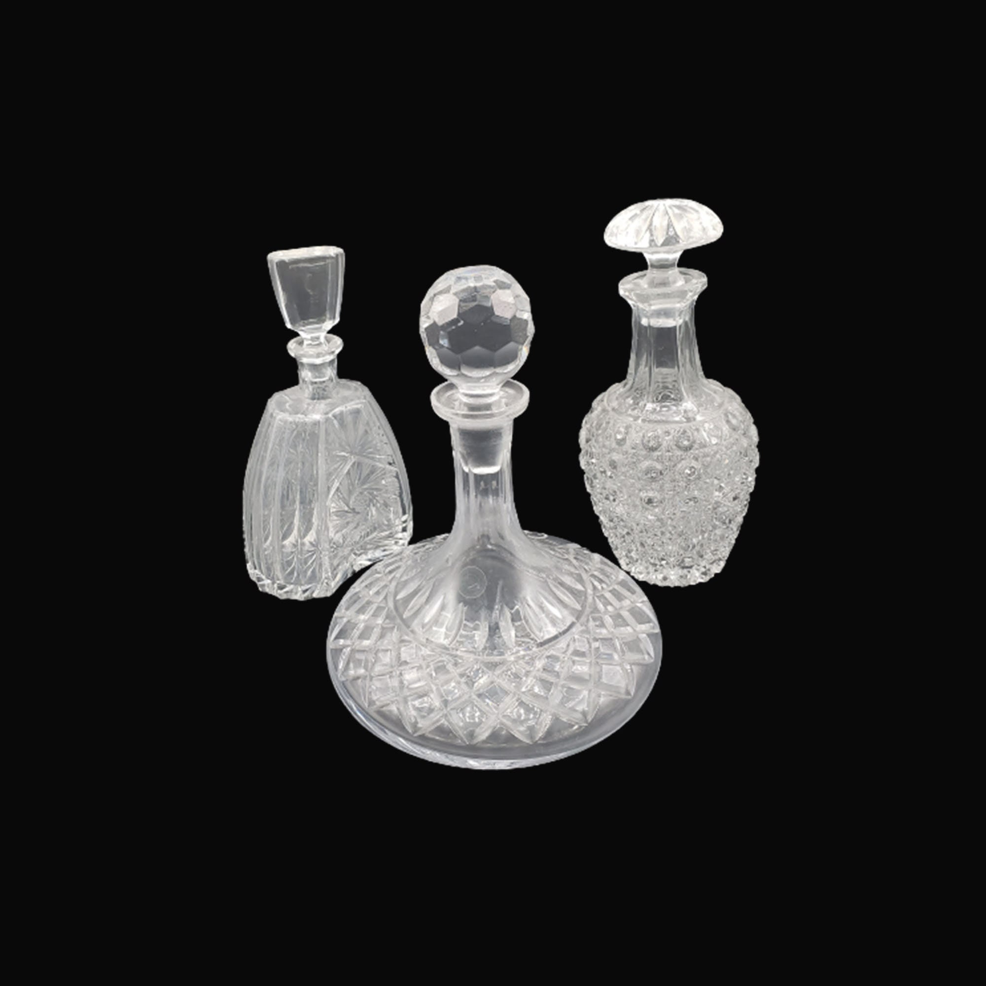 Drink & Barware Bottle Stoppers Set of Three Crystal Decanter Stoppers