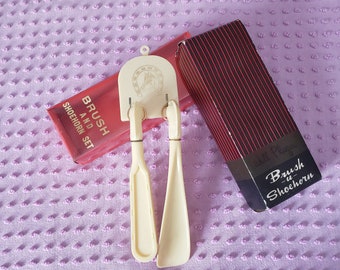 Vintage 1960s Made in Japan for Woolworth Brush U Shoehorn/ HORSE BRUSH and SHOEHORN set for Woolworths with hanging plaque