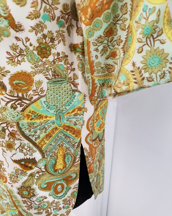 60s poly satin paisley tunic that buttons up the … - image 3
