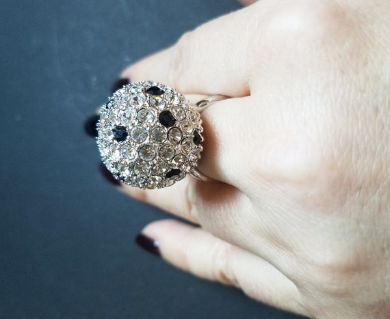 Signed KJL Rhinestone Ball Ring and Bracelet Set - image 3