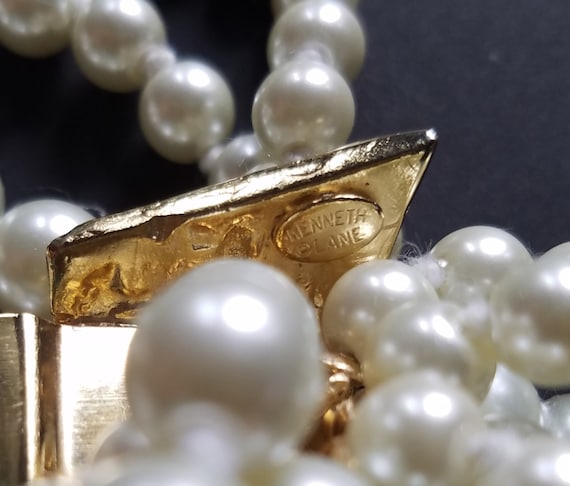 Vintage Kenneth Lane Faux Pearl Bib Necklace: KJL… - image 3