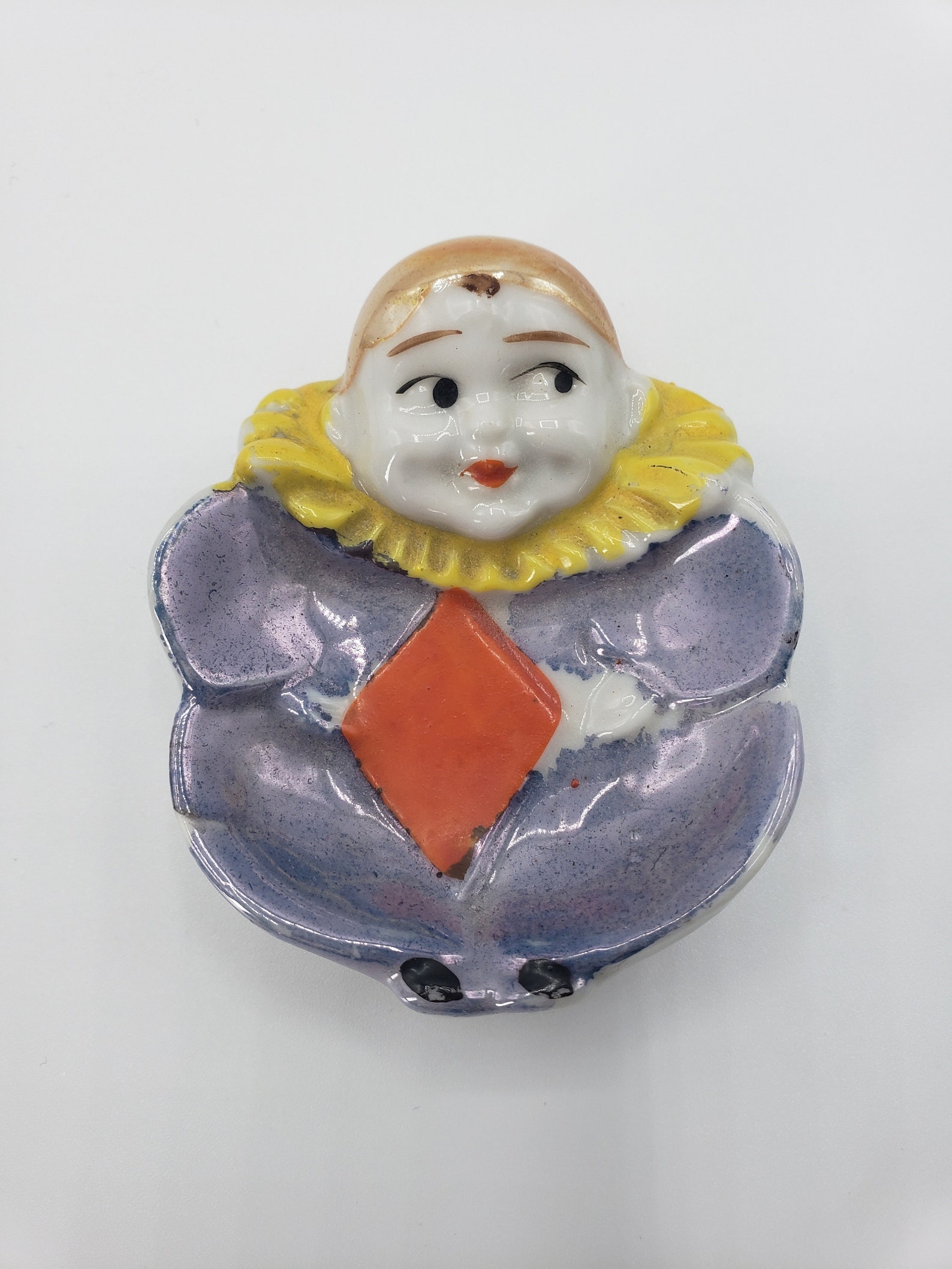 Vintage 20s Made in Japan HARLEQUIN / CLOWN ASHTRAYS / Poirot Clown
