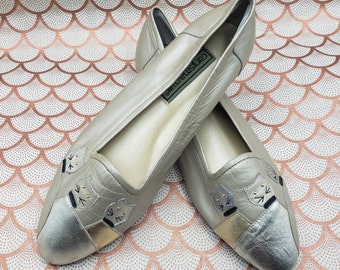 80s Metallic Kitty Flats - Carysma Flex - Size 9