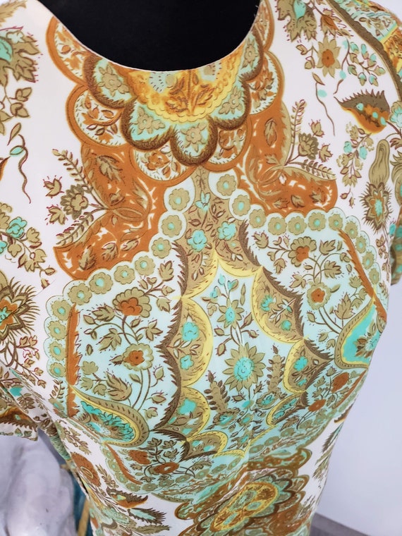 60s poly satin paisley tunic that buttons up the … - image 6