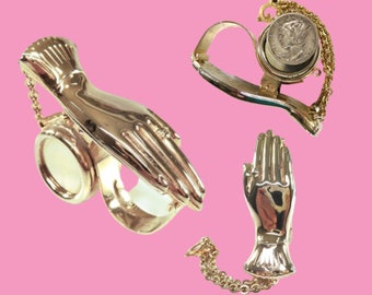 Vintage 50s Gold Tone Hand Glove Clip & Coin Holder - Novelty Creations