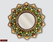 Peruvian Luxury Round Mirror 23.6 quot , Wall hanging Round Mirrors, Vintage Accent Round Mirror for wall decor, Antiqued gold wood framed mirror
