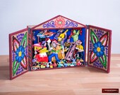 Folk art Retablo Diorama Large from Peru - Peruvian Wood quot Countryside Dance quot Diorama Retablo Sculpture- Peruvian Ornaments - Peru Diorama