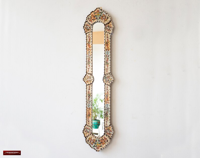 Silver Multicolor Narrow Wall Mirror 35.4 Tall Silver Etsy