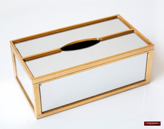 Mirrored glass tissue box cover deals