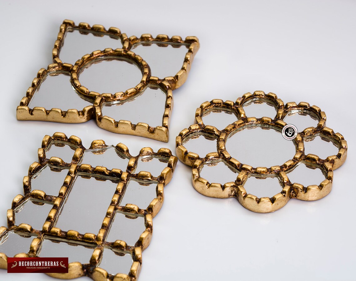 Small Gold Accent Mirror Set 3 for Wall Decorative Collection Etsy