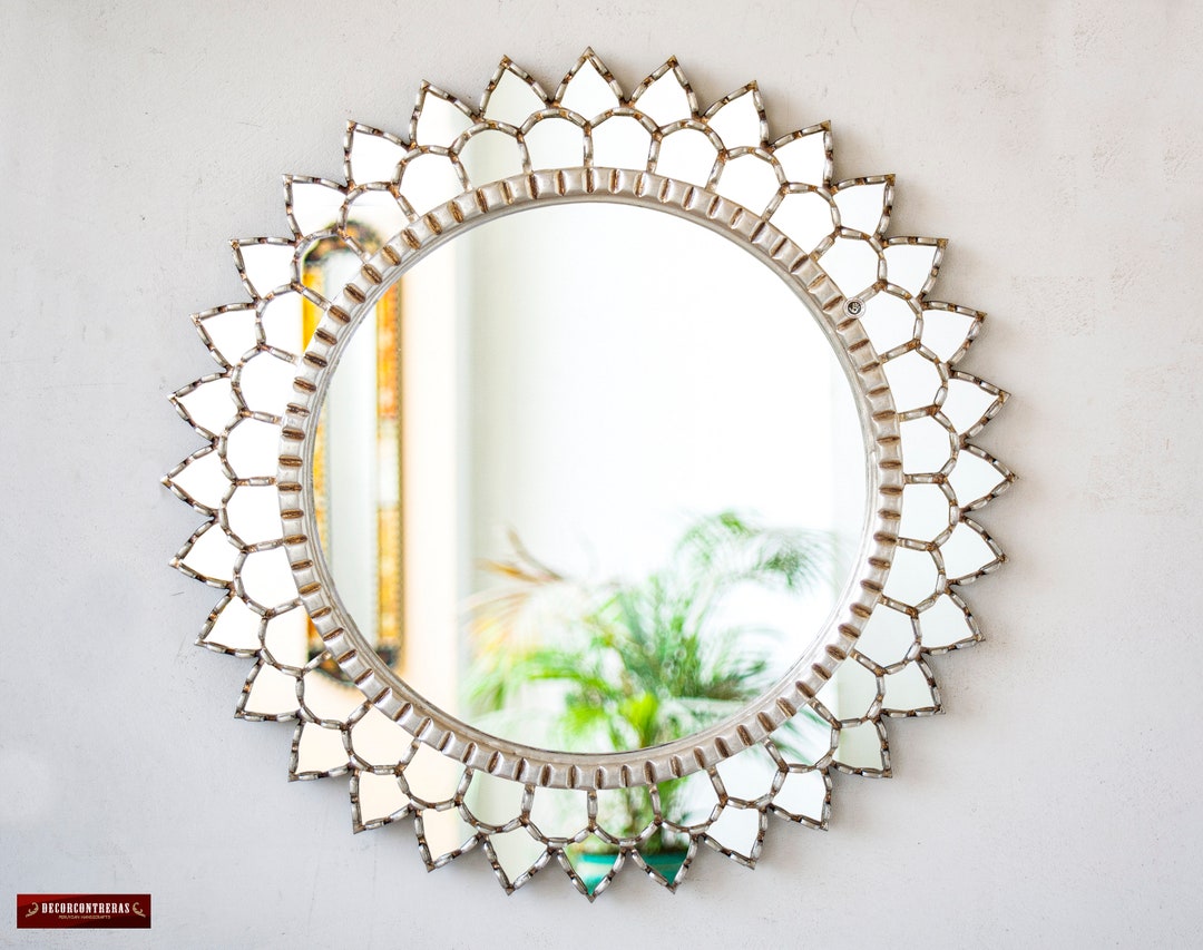 Decorative Round Large Mirror Wall Art Home Decor, Peruvian Accent ...