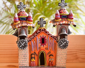 工芸品 Peru pottery church VTG Clay Terracotta Peruvian Peru Quinua Folk Art Pottery