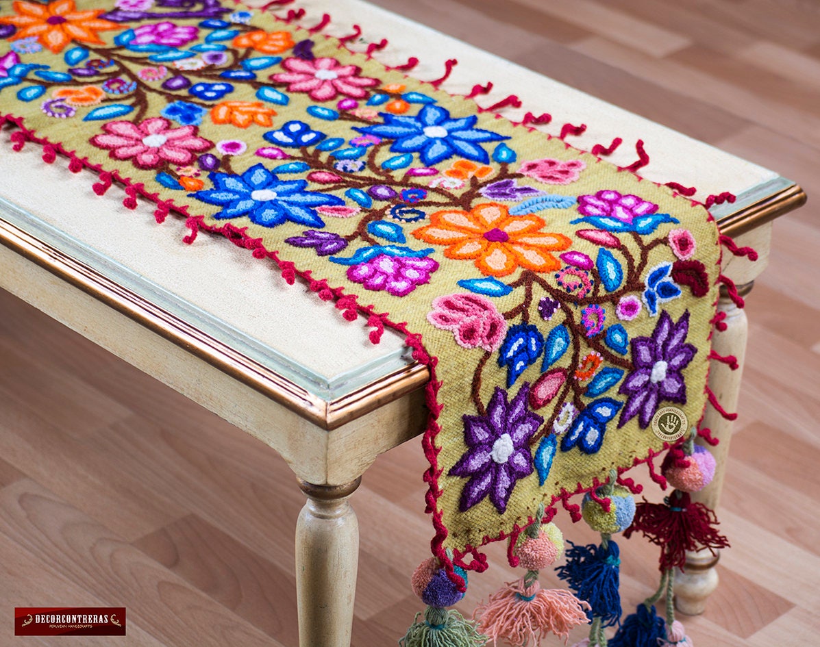 Embroidered table runner patterns Handmade Table center Etsy