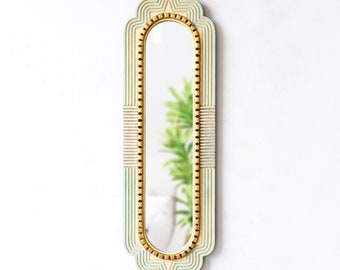 Peruvian Extra Large Skinny Narrow Mirror 39.4" tall Home Wall Decor | Vintage Long Narrow Wall art mirror for living room, bedroom decor