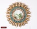 Gold Decorative Sun Mirror 17.7' from Peru, Ornate Turquoise Round Mirror 'Turquoise Sunburst', Peruvian Sunburst wall mirror for wall decor 