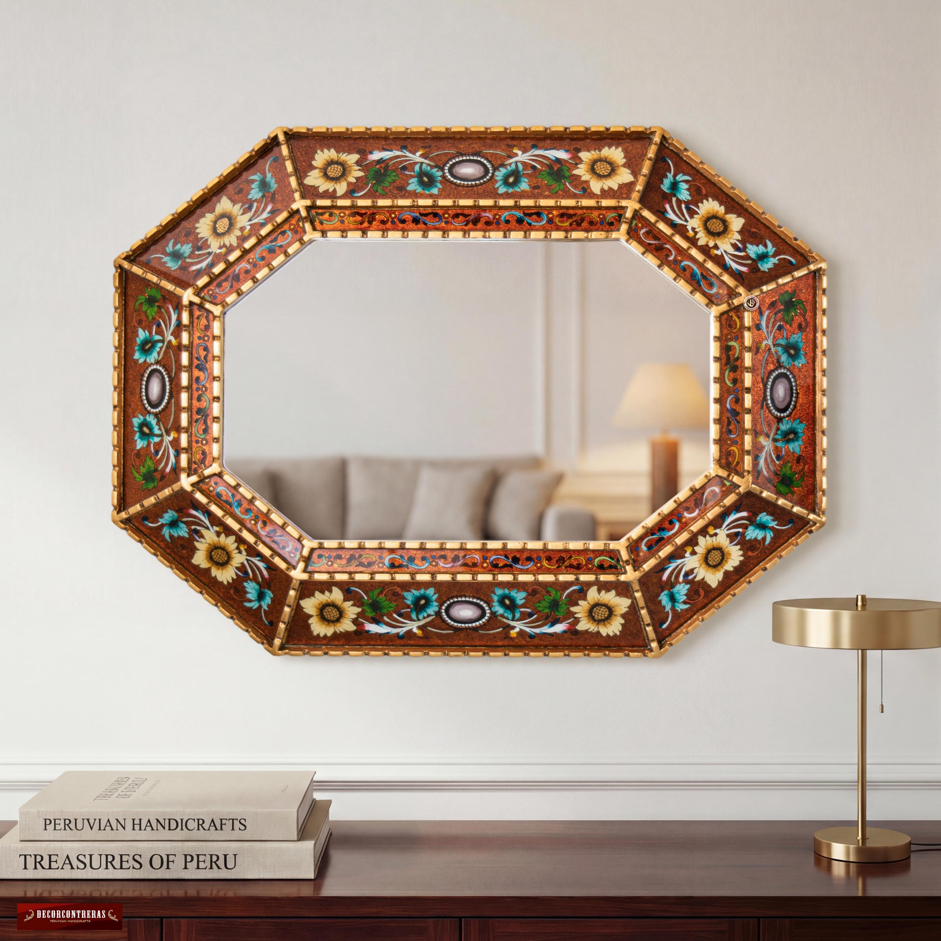 Large Gold Octagonal Convex Mirror 29