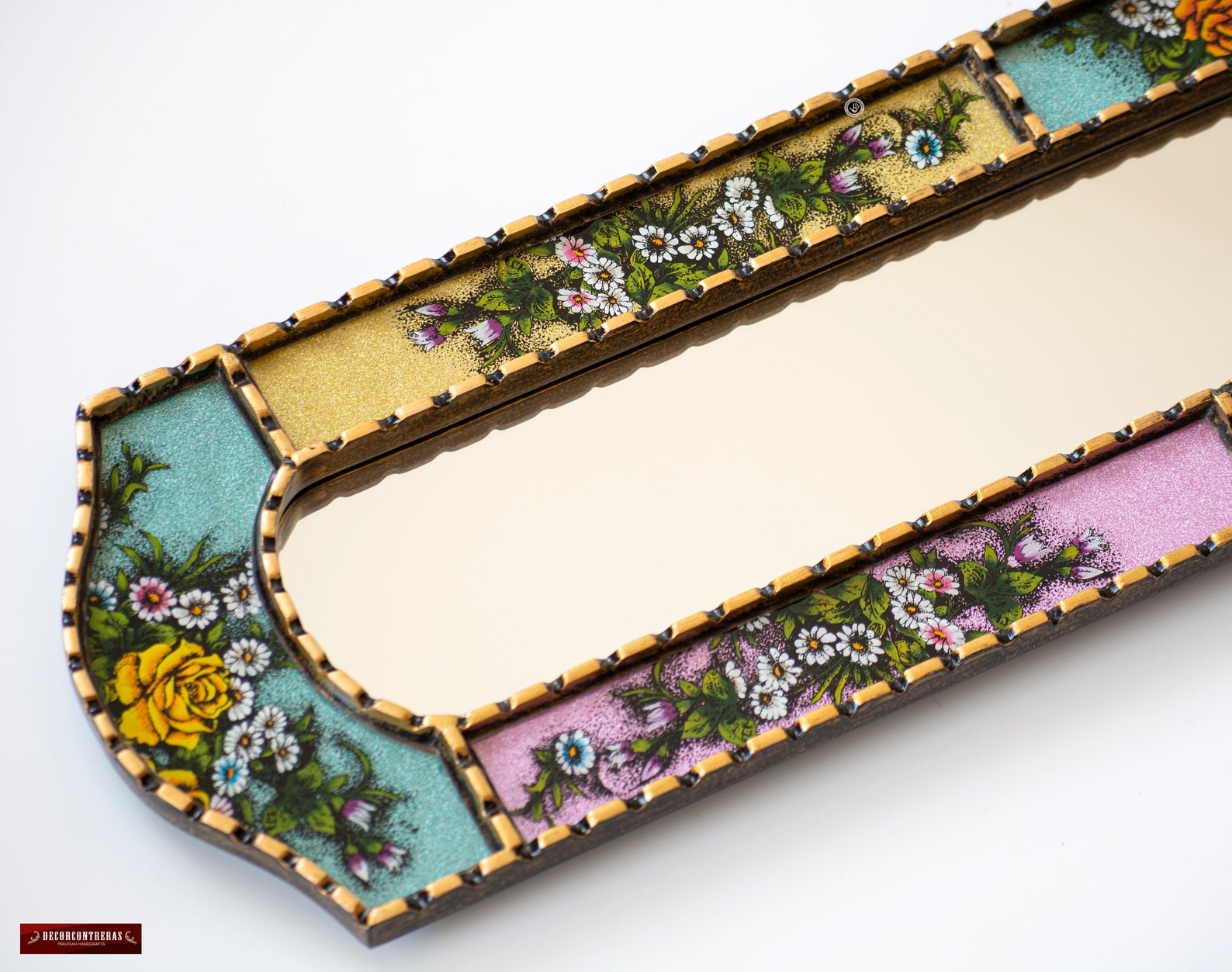 Narrow Hanging Mirror Home Wall Antique Gold Frame Mirror Etsy