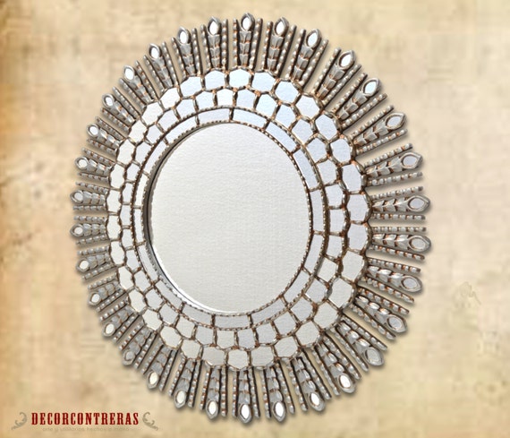 Decorative Round Mirror 31 5 From Peru Handcarved Large Silver