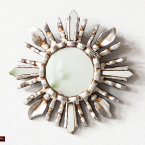 Handmade silver sunburst mirror wall decor | Small wall mirror for home decor | peruvian mirror | Decorative mirrors | housewarming gift