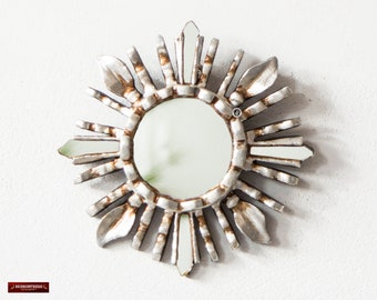 Handmade silver sunburst mirror wall decor | Small wall mirror for home decor | peruvian mirror | Decorative mirrors | housewarming gift
