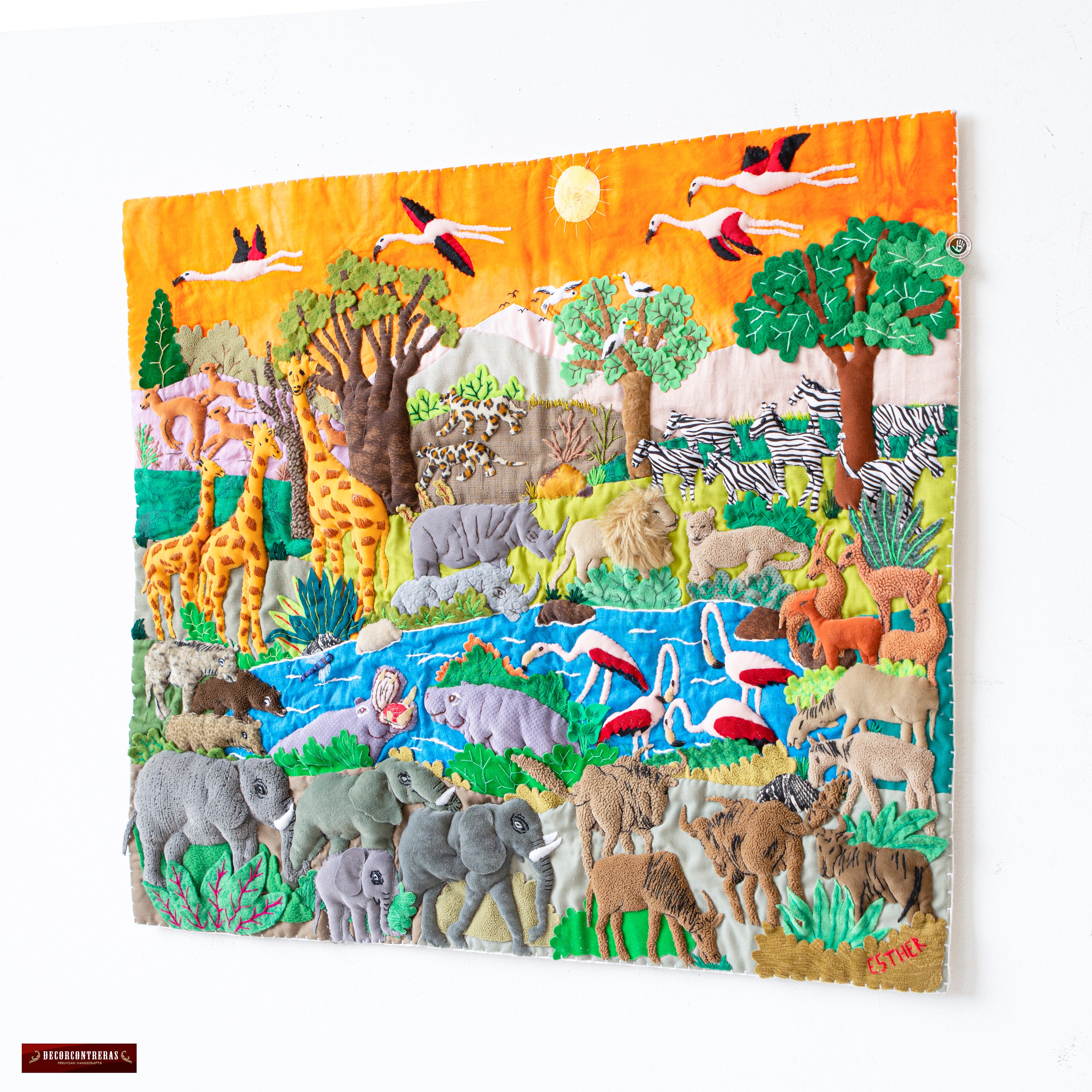 Handmade Cotton Large Patchwork Wall Hanging From Peru | Embroidered ...
