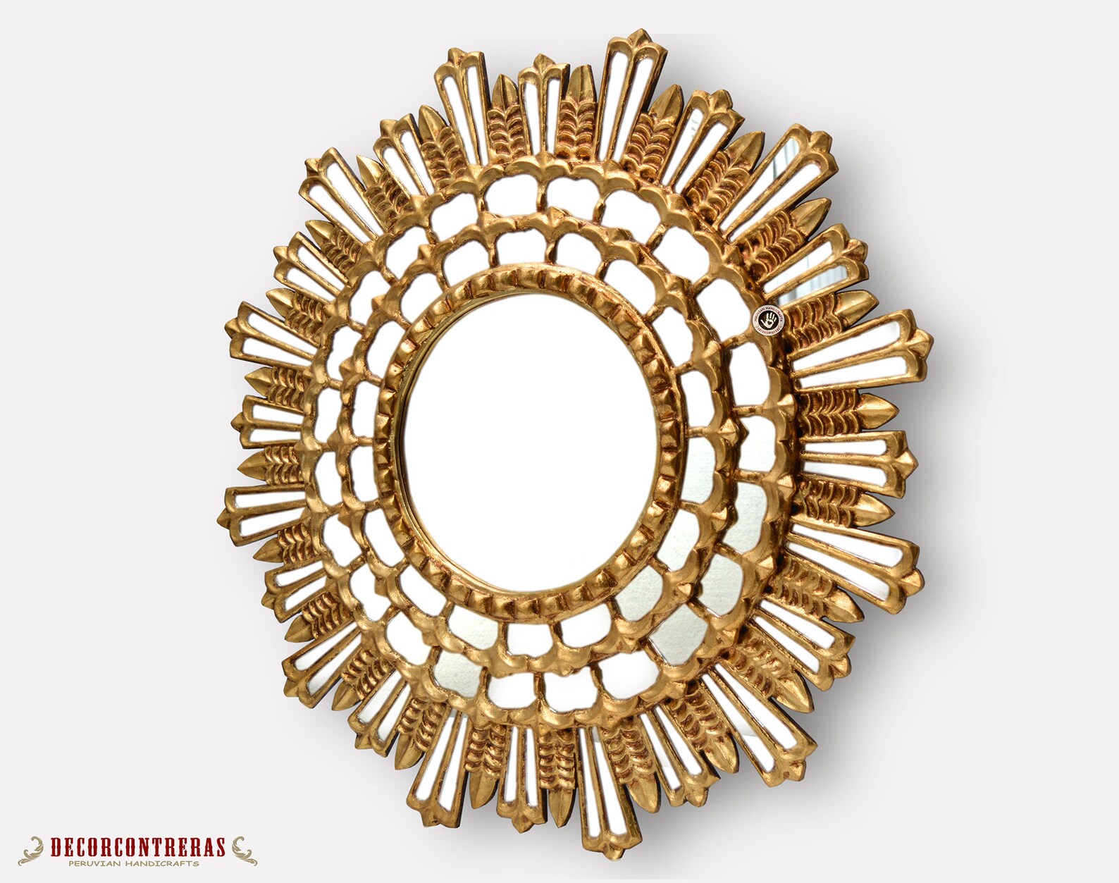 Decorative Gold Round Mirror 31.5 From Peru Luxury Gold Etsy