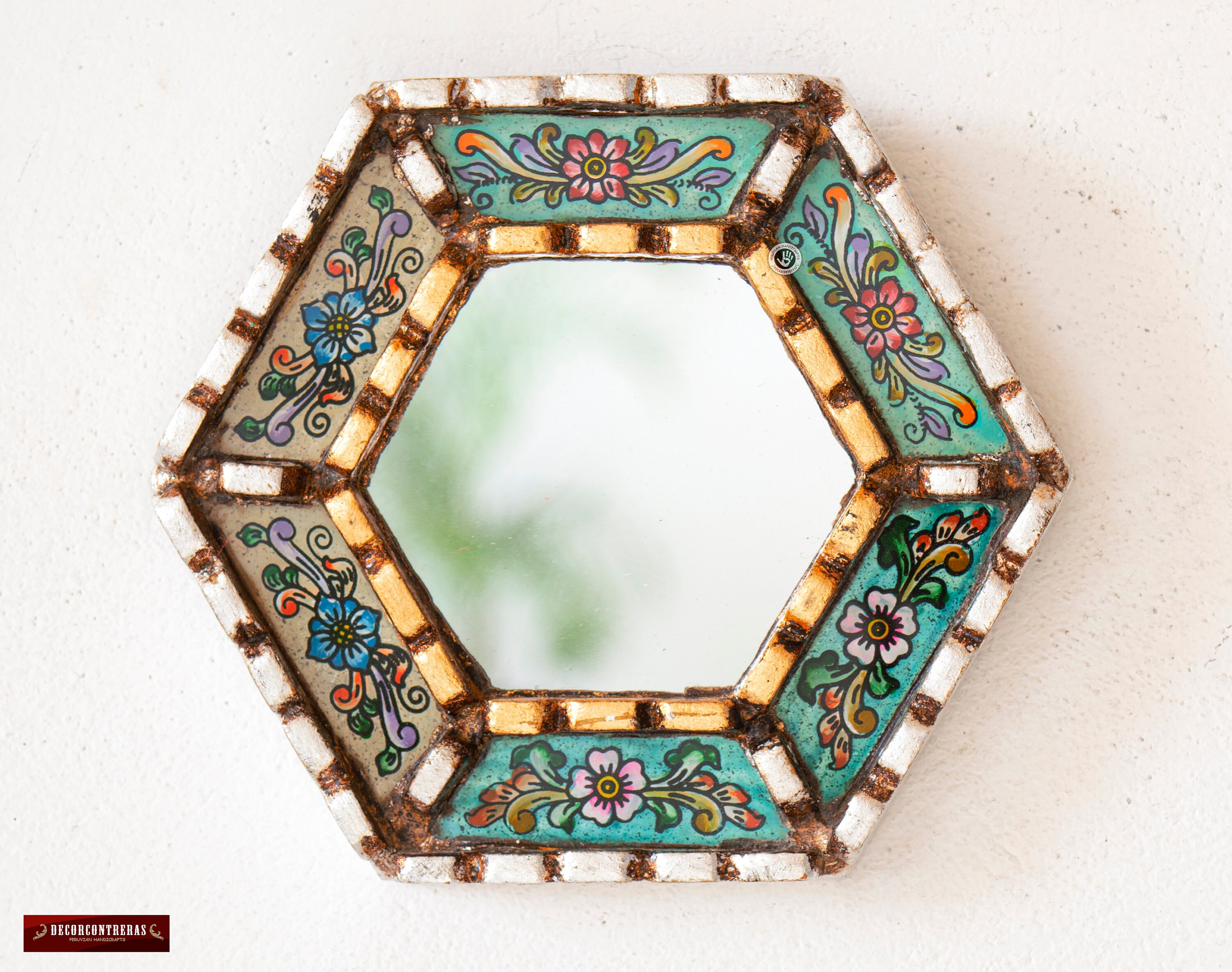 Mini Spiegel Lupita Ø 16,5 cm, Kleiner Peruanischer Spiegel Dekorativ,  Akzentspiegel, Ornamente, Geschenke und Wohndeko - .de