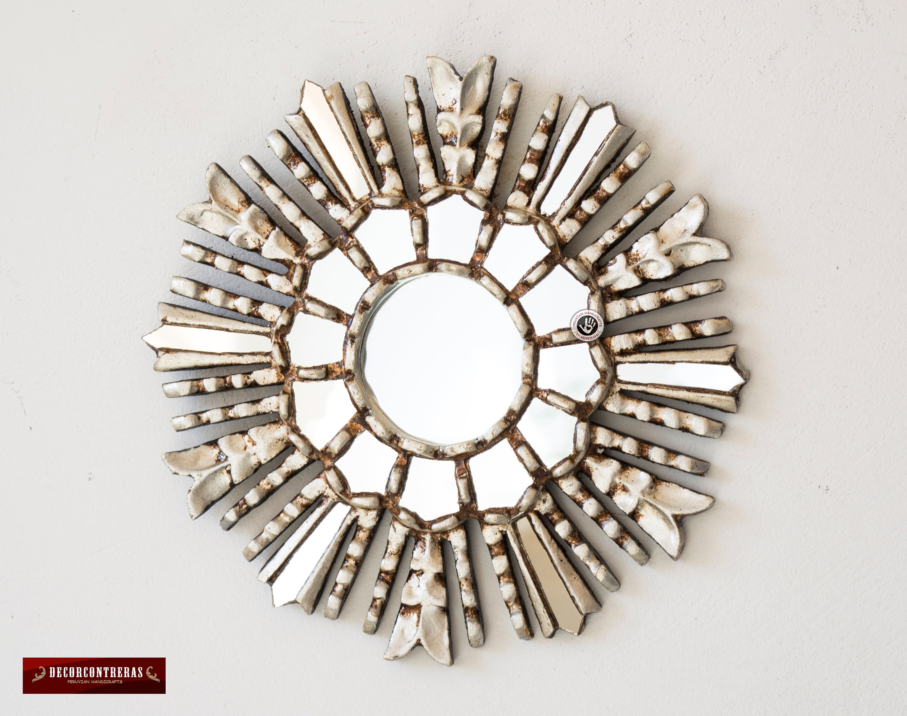 Gold Sunburst Mirror Set 4 for Wall Peruvian Accent Silver Etsy