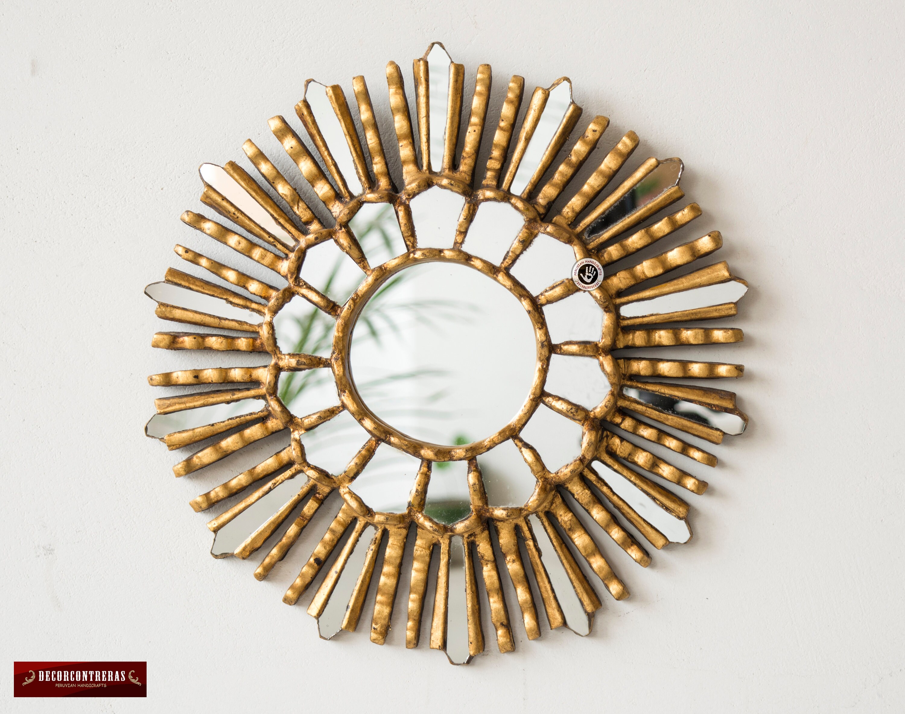 Gold Sunburst Mirror Set 4 for Wall Peruvian Accent Silver Etsy