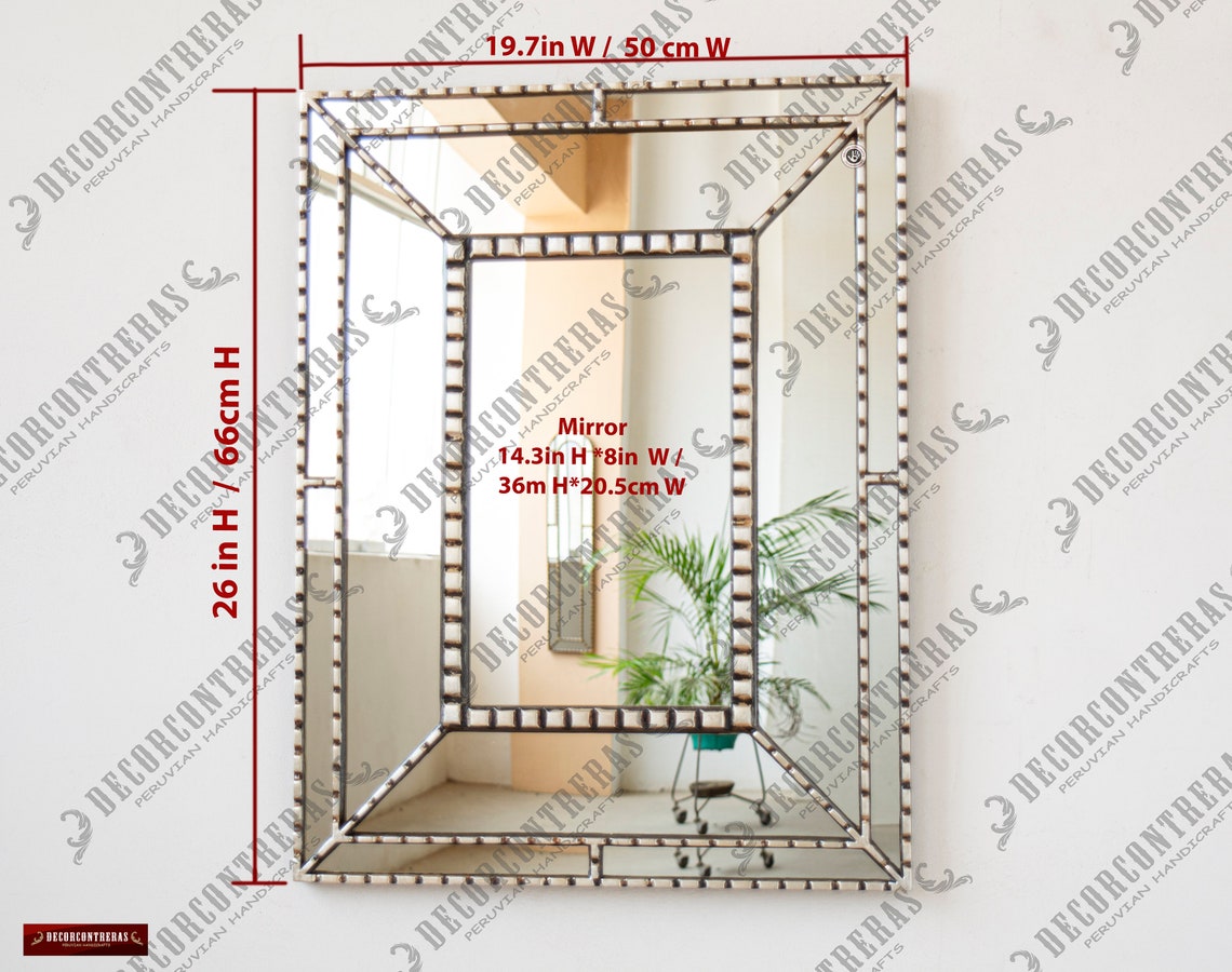 Silver Hanging Mirror Home Wall Decor Modern Silver Living | Etsy