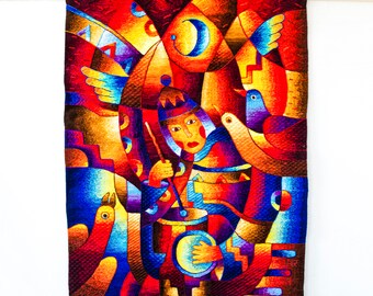 Handwoven Alpaca Blend Wall large Tapestry from Peru | Fine Tapestries for wall art | Traditional Abstract Wool Tapestry Wall Hanging