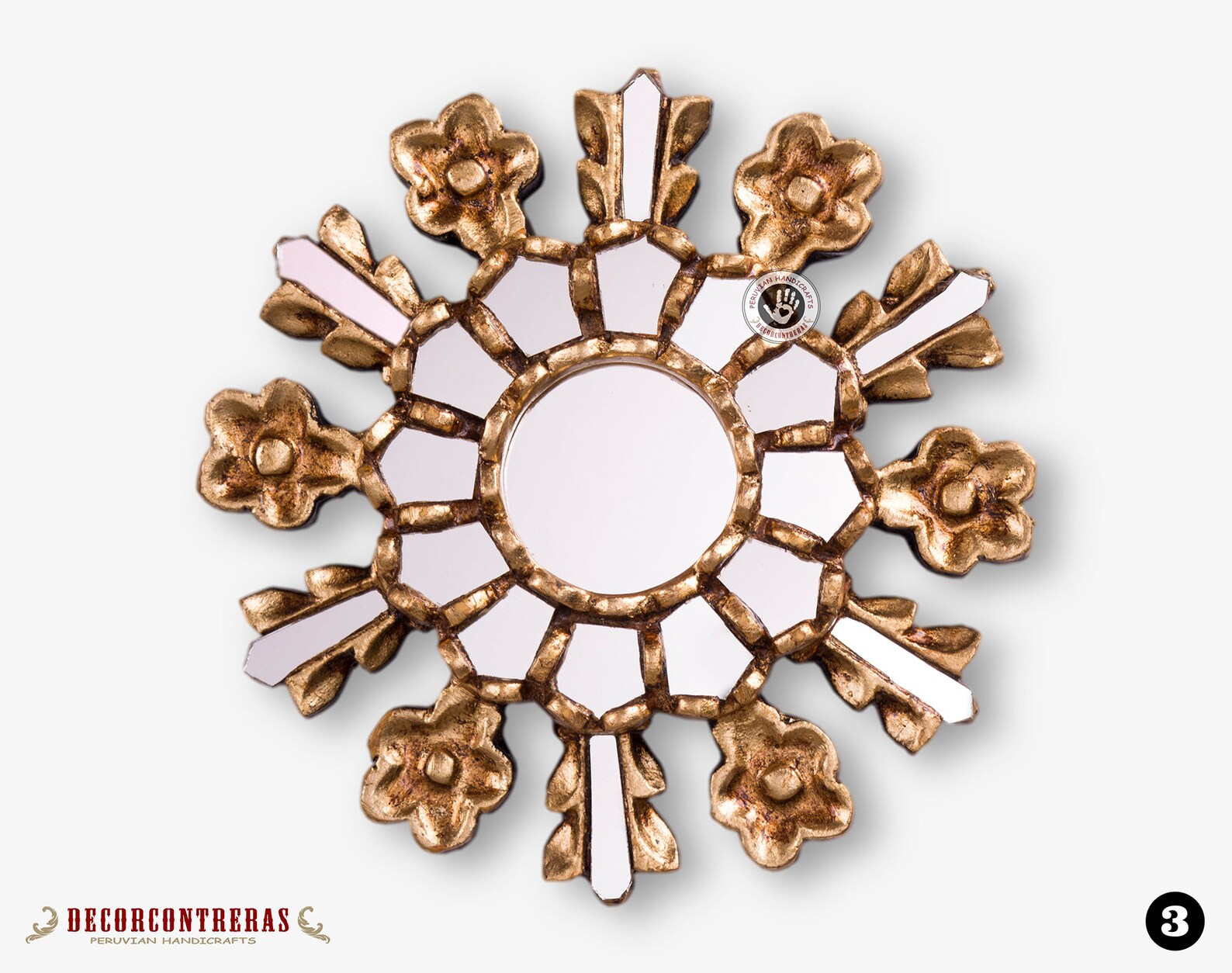 Small Gold Sunburst Mirror 7.8 Handmade Round Mirror Etsy