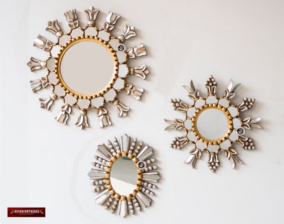Silver Gold Sunburst Wall Mirrors Set 3 Treasures Silver Gold Sunburst Wall Mirrors Set