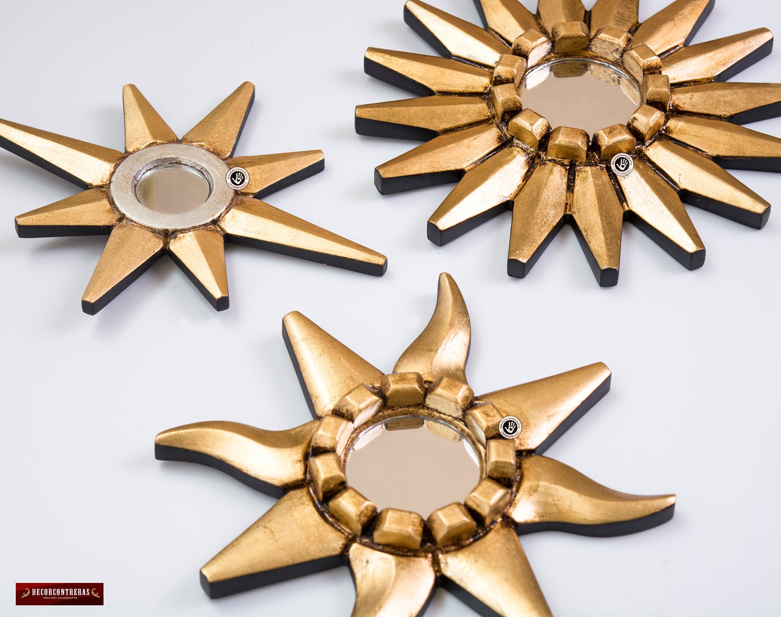 Small Gold Sunburst Mirror Set 3 golden Stars Etsy