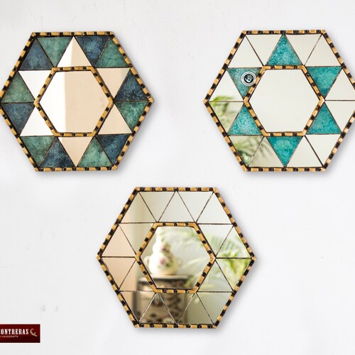 Small Accent Wall Mirror Set of 3 Decorative Vintage Mirrors Etsy
