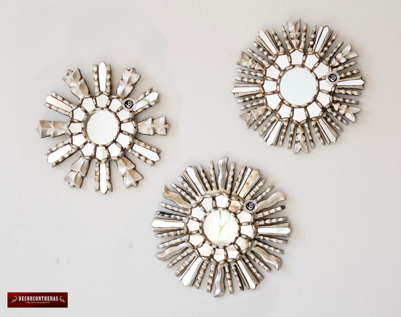 Collection Small Silver Sunburst Mirror 9 8 Set 3 Unit Collection Small Silver Sunburst Mirror