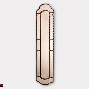 Narrow rectangular wall mirror 35.8&quot;, Decorative Long Mirror &quot;The Golden&quot;, Antique Gold Narrow Wood Framed Wall Mirror, Peruvian Mirror Wall