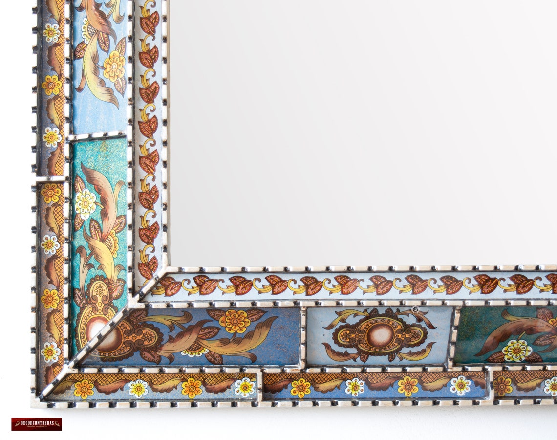 Accent Extra Large Blue Wall Mirror Room Decorative Ornate - Etsy