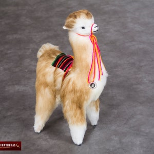 Peruvian Alpaca Stuffed animal Plush llama 12.6&quot; H, fur teddy alpaca handmade, Alpaca stuffed animal from Peru, Anniversary Gift for her