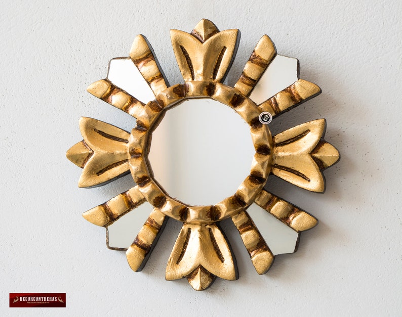 Small Sunburst Mirror set 6 Gold Sun Handmade Etsy