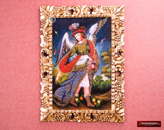 Painting on Wood 'archangel Uriel' - Sacred Art - Catholic Art