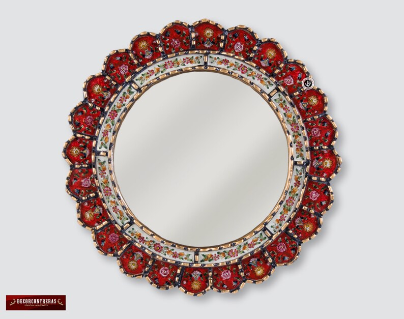 Decorative Round Mirror for Wall 17.7in flowers on Etsy