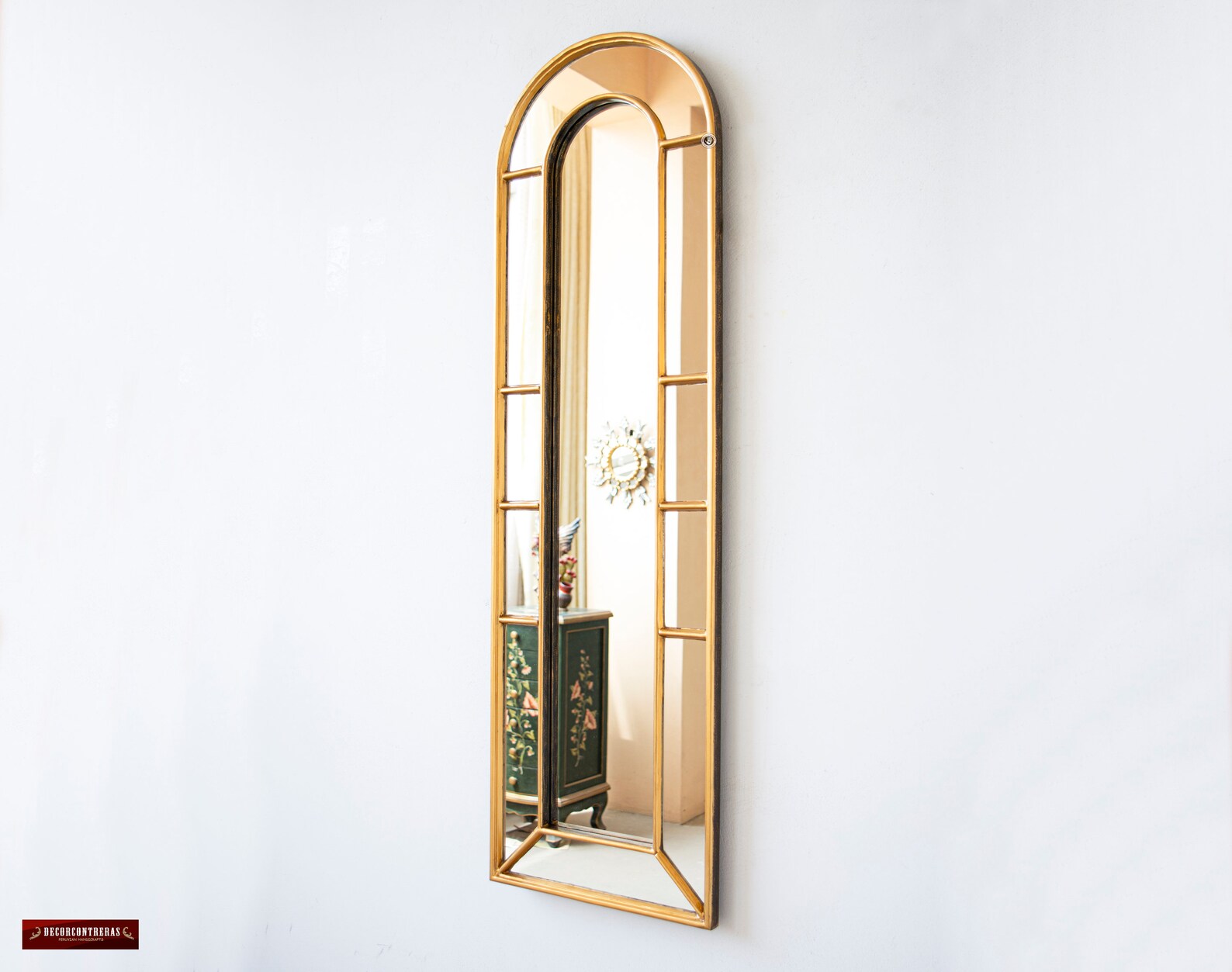 Large Modern Narrow Hanging Mirror Home Wall Decor Gold Etsy