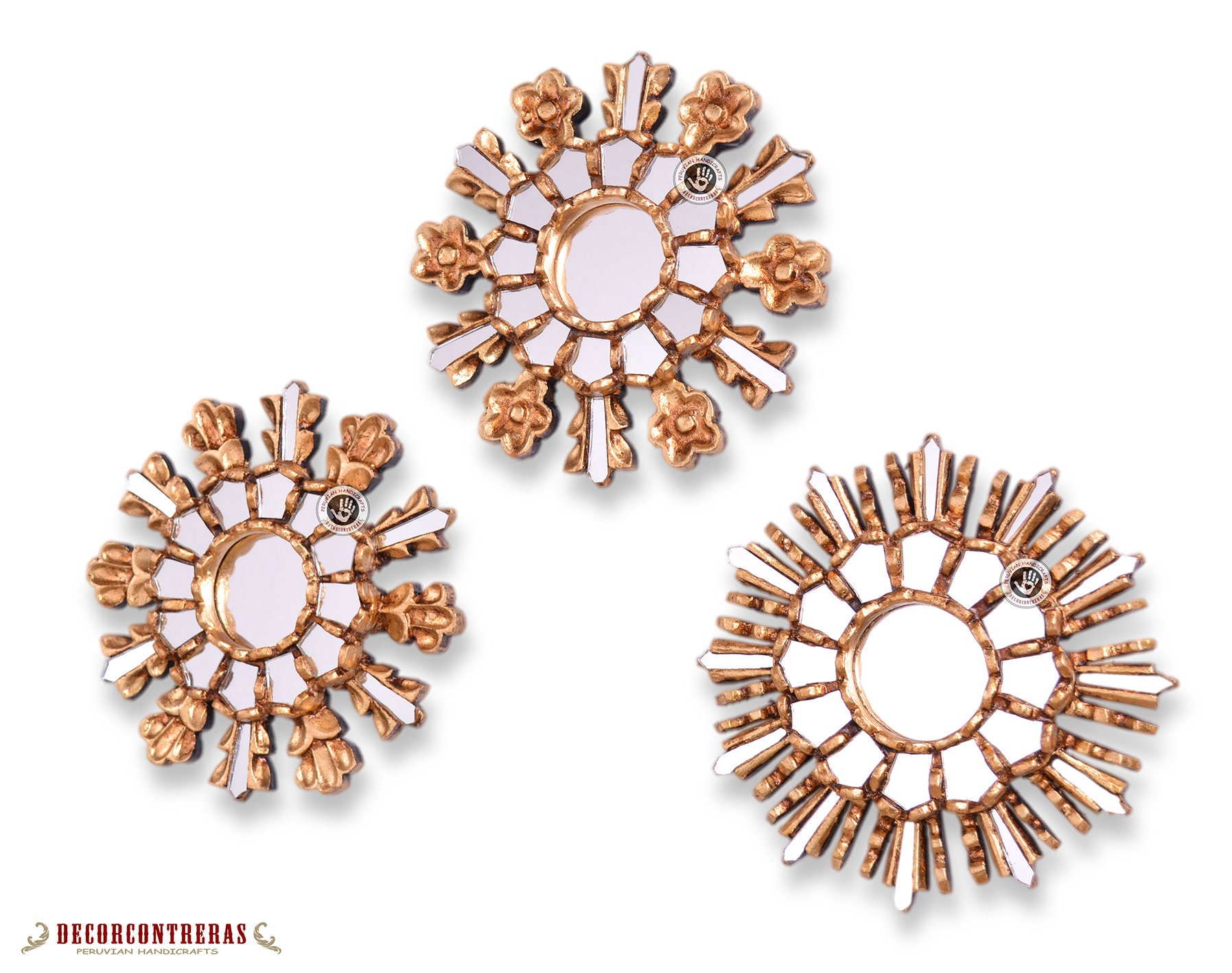 Small Gold Sunburst Mirror 7.8 Handmade Round Mirror Etsy