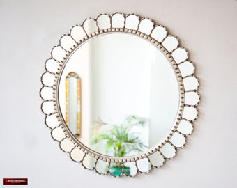 Runder dekorativer Spiegel 23,6 Zoll, Spiegel für Badezimmerdekoration, peruanischer Wandspiegel für Heimdekoration, Innenausstattung